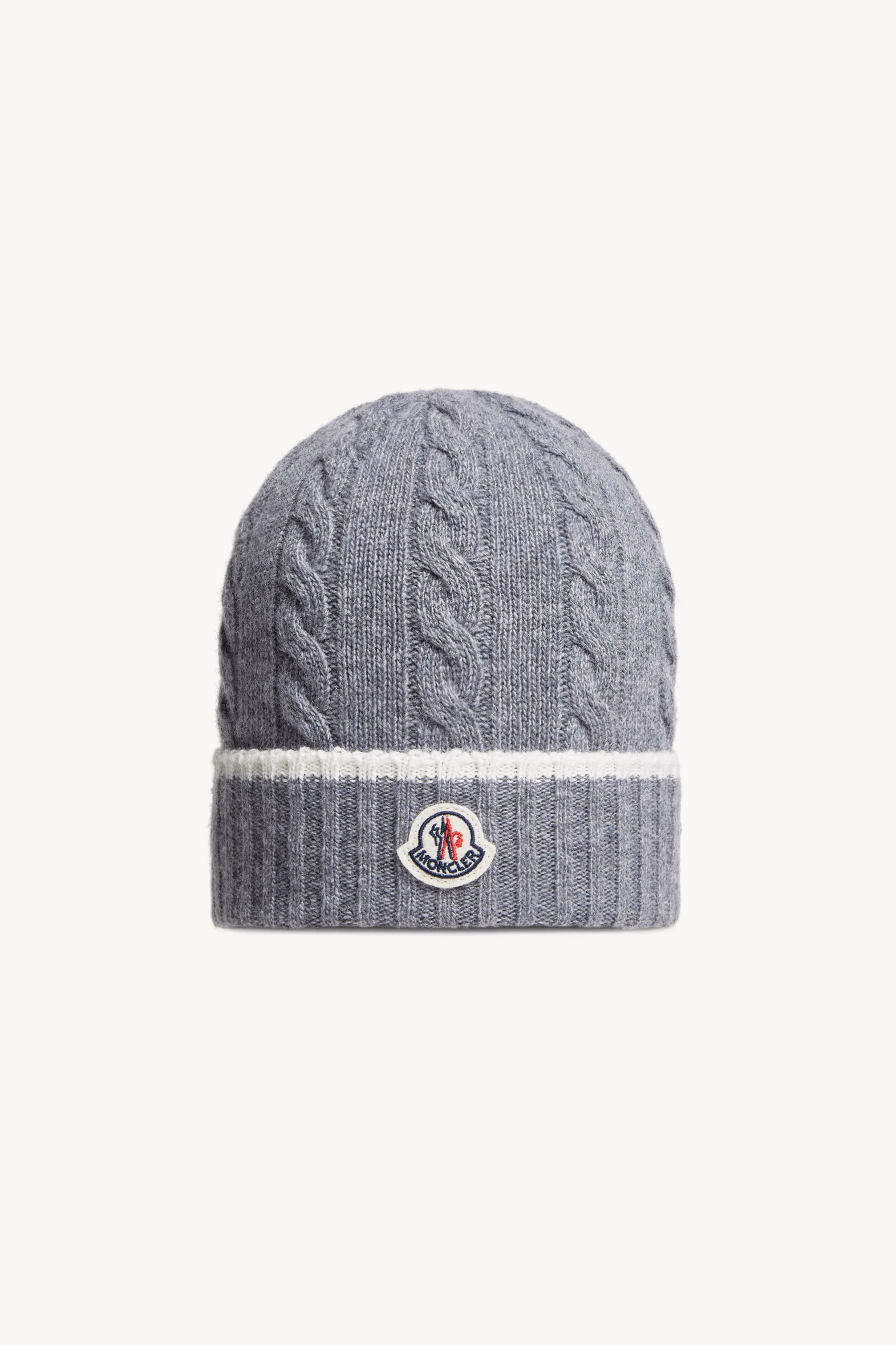 Stripe-Trimmed Wool Beanie Boy Grey Moncler